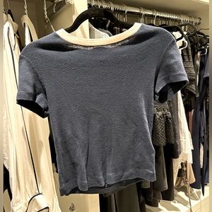 Re/Done Hanes Ringer Tee (navy with ivory) Worn twice